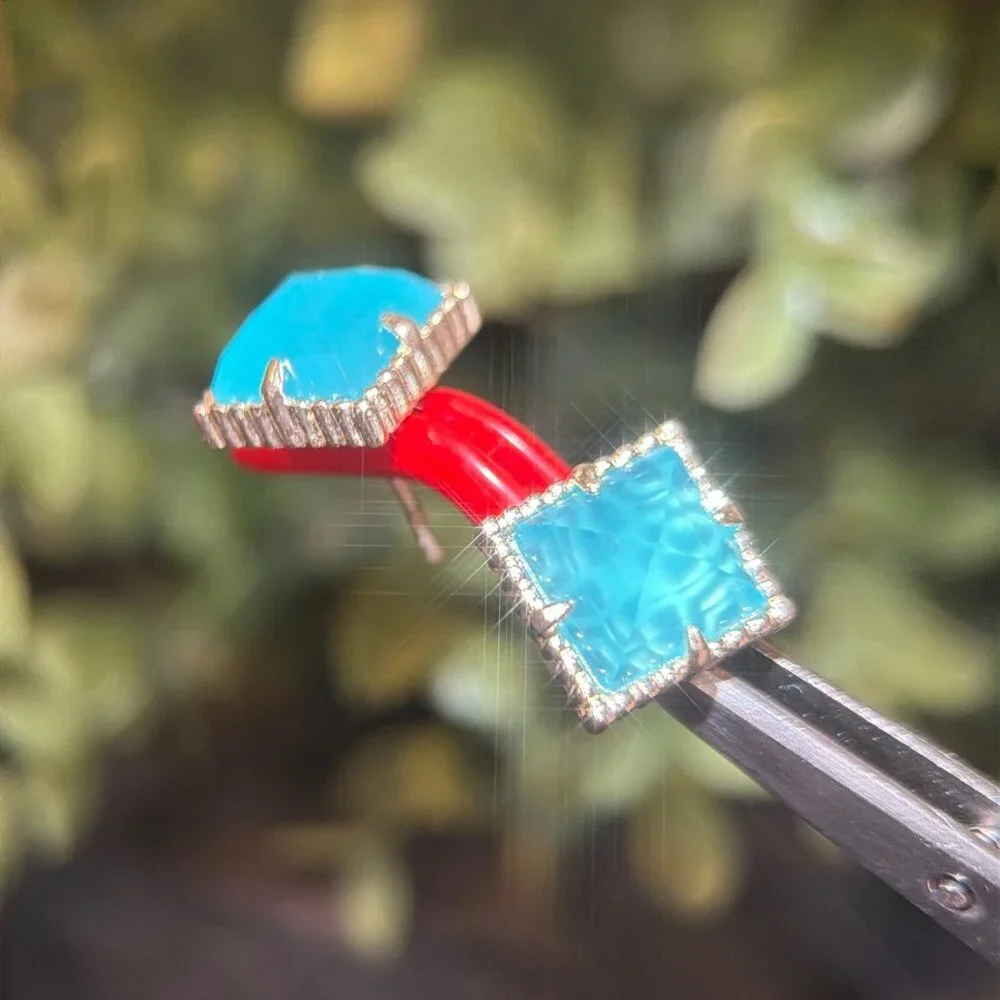 Kendra Scott Electra‎ Cleo Blue Gold Square Stud Earrings